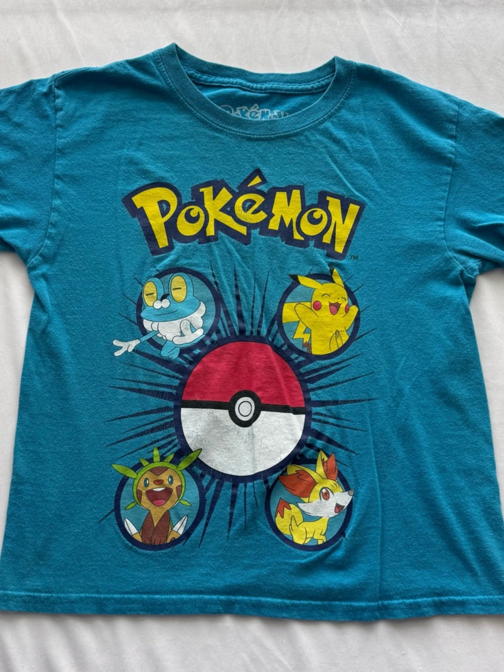 Kids' Pokémon Teal Graphic T-Shirt with Pikachu Sz Lg (10-12)